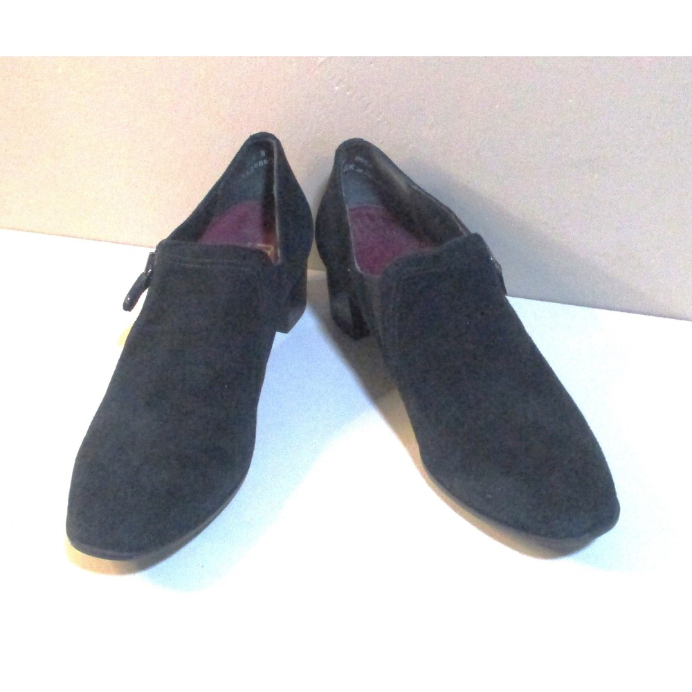 Munro American Black Suede Side Zip Block Heel Booties Womens 8.5 N M210586K